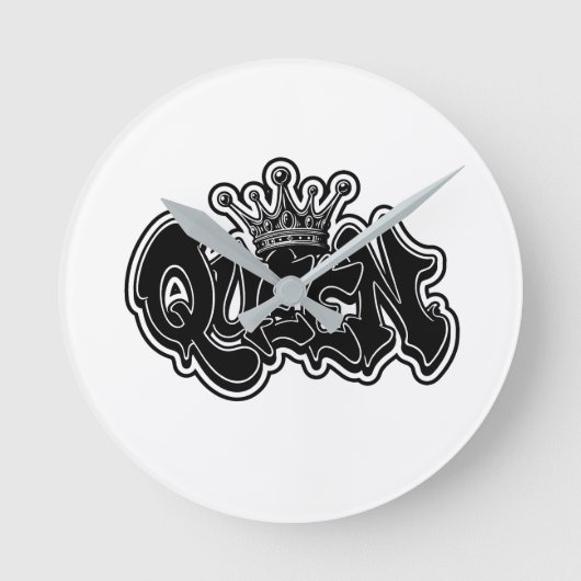 Queen Graffiti Design Runde Wanduhr (Vorderseite)
