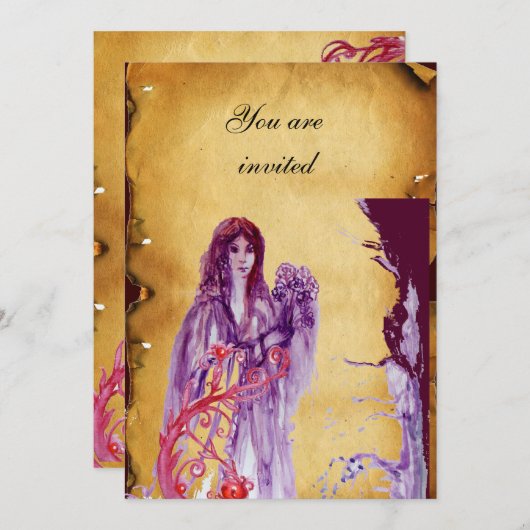 QUEEN GUINEVERE, braunes Pergament Einladung (Vorne/Hinten)