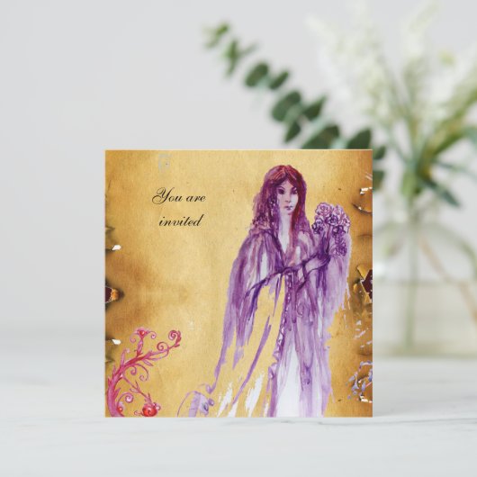 QUEEN GUINEVERE, braunes Pergament Einladung (Stehend Vorderseite)