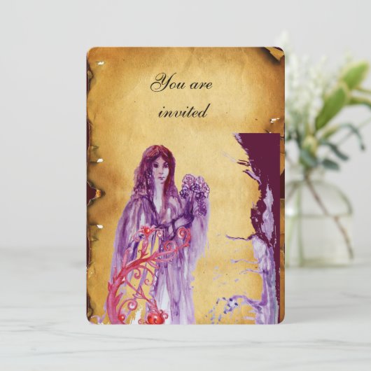 QUEEN GUINEVERE, braunes Pergament Einladung (Stehend Vorderseite)