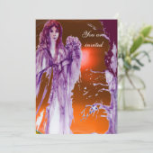 QUEEN GUINEVERE Lila Orange Fantasy Einladung (Stehend Vorderseite)