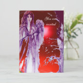 QUEEN GUINEVERE Rote Lila Fantasie Einladung (Stehend Vorderseite)