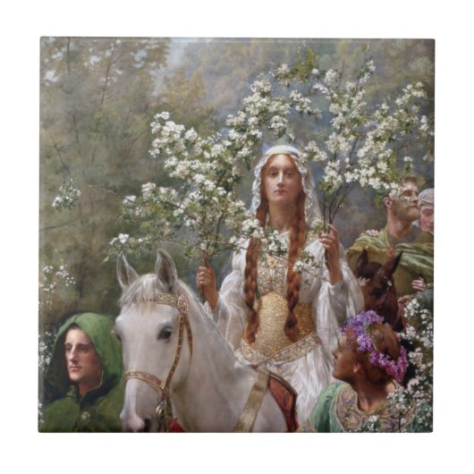 Queen Guinevere's Maying (by John Collier) Fliese (Vorderseite)
