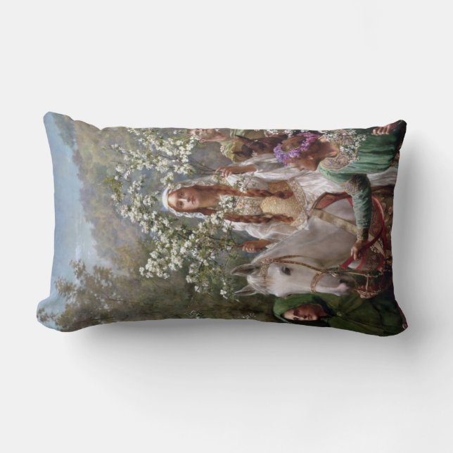 Queen Guinevere's Maying (by John Collier) Lendenkissen (Vorderseite)