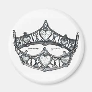 Queen Heart Monotone Silver Crown Tiara weiß Magnet