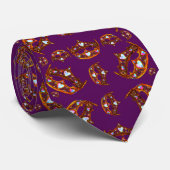 Queen Hearts Gold Crown Tiara Muster lila Krawatte (Gerollt)