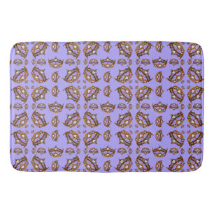 Queen Hearts Gold Crown Tiara Muster periwinkle Badematte