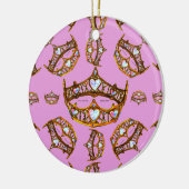 Queen Hearts Gold Crown Tiara Muster rosa lilac Keramikornament (Links)