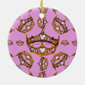 Queen Hearts Gold Crown Tiara Muster rosa lilac Keramikornament (Hinten)
