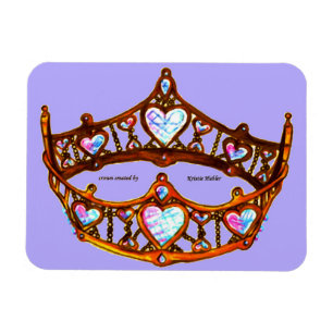 Queen Hearts Gold Crown Tiara Periwinkle Magnet