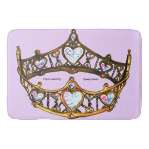 Queen Hearts Gold Crown Tiara pink lilac Badematte