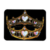 Queen Hearts Gold Crown Tiara schwarzer Magnet (Horizontal)