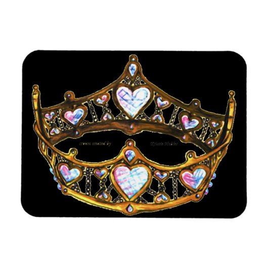 Queen Hearts Gold Crown Tiara schwarzer Magnet (Horizontal)