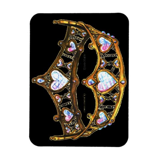 Queen Hearts Gold Crown Tiara schwarzer Magnet (Vertikal)