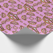 Queen Hearts Gold Crowns Tiaras rosa lila Geschenk Geschenkpapier (Ecke)