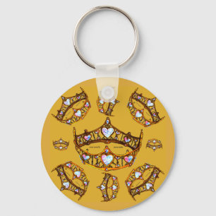 Queen Hearts Gold Crowns Tiaras Senf Gold Schlüsselanhänger