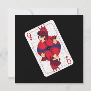 Queen Hearts Playing Cards Casino Poker Game Gift Einladung