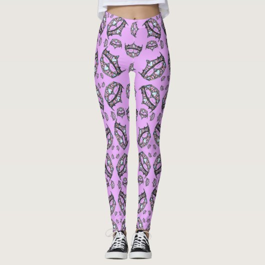Queen Hearts Silver Crown Tiara pink lilac Legieru Leggings (Vorderseite)