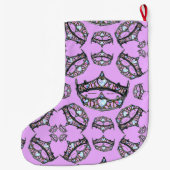 Queen Hearts Silver Crowns Tiaras rosa Strumpf Großer Weihnachtsstrumpf (Rückseite)