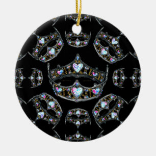 Queen Hearts Silver Crowns Tiaras schwarze Ornamen Keramik Ornament