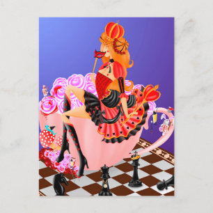 Queen in teacup Postcard Postkarte