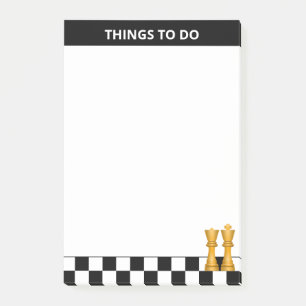 Queen & King auf Schwarz & Weiß Schachspielen Post-it Klebezettel