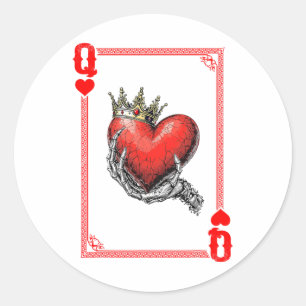 Queen King Of Hearts Spielkarten Paar passend Runder Aufkleber