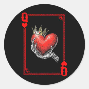 Queen King Of Hearts Spielkarten Paar Passend Runder Aufkleber