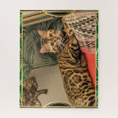 Queen Luna Bengalisch Cat als Art Déco Puzzle (Vertikal)