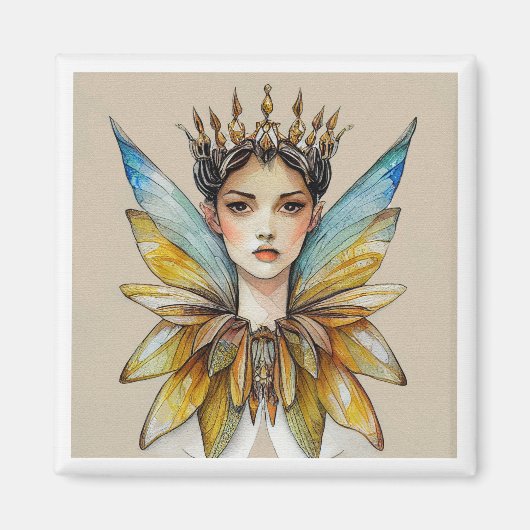 Queen Maeve - Fairy Watercolor Malerei Magnet (Vorne)