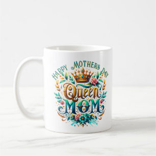 Queen Mama Floral Retro Typografie Kaffeetasse