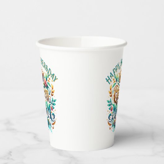 Queen Mama Floral Retro Typografie Pappbecher (Links)