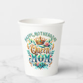 Queen Mama Floral Retro Typografie Pappbecher (Vorderseite)