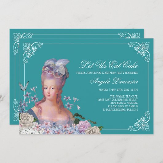 Queen Marie Antoinette Lasse uns zu essen Cake Par Einladung (Vorne/Hinten)