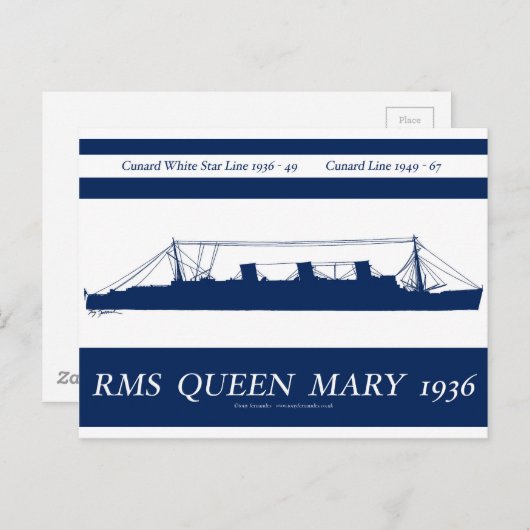 Queen mary blue streifen 3 postkarte (Vorne/Hinten)
