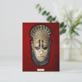 Queen Mother Idia - Elfenbein Edo Maske über Red V Postkarte (Stehend Vorderseite)