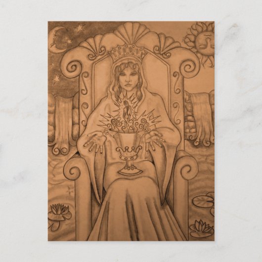 Queen of Cups - Tarot Card Postkarte (Vorderseite)