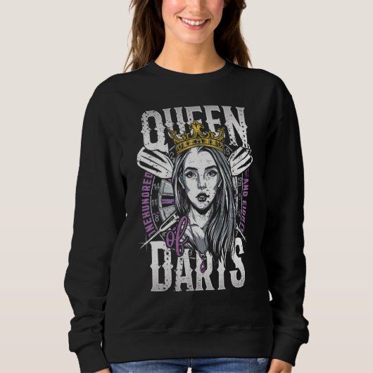 Queen of Darts Retro Skull & Dartboard 180 Women' Sweatshirt (Vorderseite)