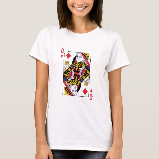 Queen of Diamonds Poker Casino Spielkarte T-Shirt (Vorderseite)