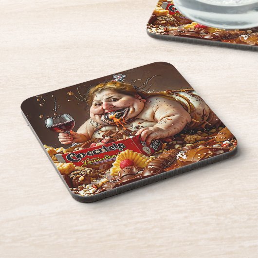 "Queen of Gluttonous Decay" farbenfrohe Portrait Getränkeuntersetzer (Linke Seite)