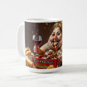 "Queen of Gluttonous Decay" farbenfrohe Portrait Kaffeetasse (Vorderseite Links)