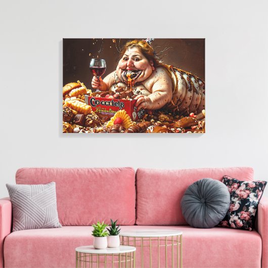 "Queen of Gluttonous Decay" farbenfrohe Portrait Leinwanddruck (Insitu (Wohnzimmer))