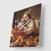 "Queen of Gluttonous Decay" farbenfrohe Portrait Quadratische Wanduhr (Winkel)