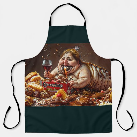 "Queen of Gluttonous Decay" farbenfrohe Portrait Schürze (Vorderseite)