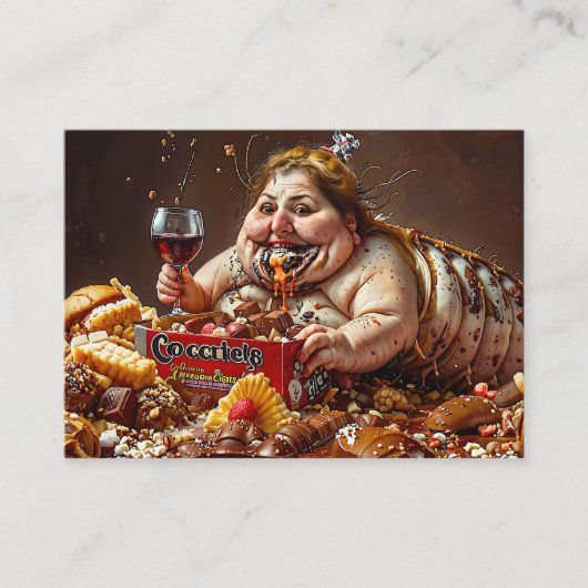 "Queen of Gluttonous Decay" farbenfrohe Portrait Visitenkarte (Vorderseite)