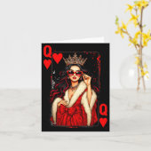 Queen Of Heart Playing Card Love Valentine Outfit  Karte (Gelbe Blume)