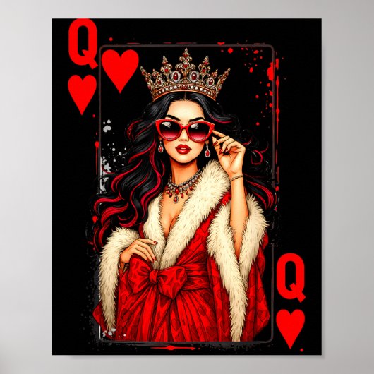 Queen Of Heart Playing Card Love Valentine Outfit  Poster (Vorne)