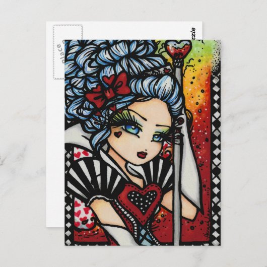 Queen of Hearts Alice Fairy Fantasy Art Girl Postkarte (Vorne/Hinten)