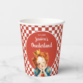 Queen of Hearts Alice in ONEDERLAND 1st Birthday Pappbecher (Rückseite)