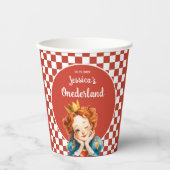 Queen of Hearts Alice in ONEDERLAND 1st Birthday Pappbecher (Vorderseite)